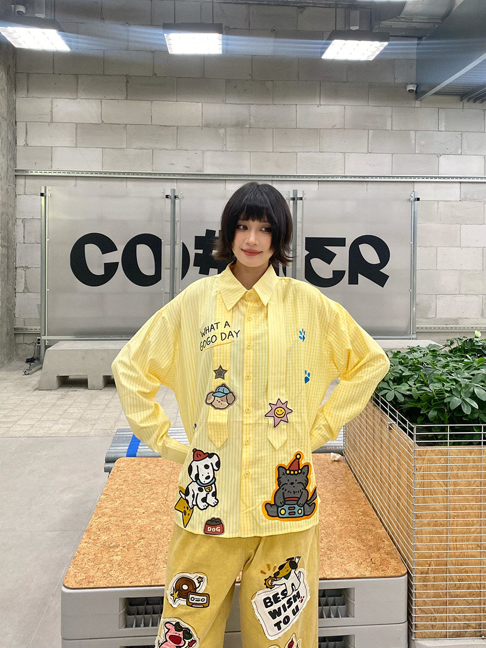 BIBULU - Kidcore Embroidered Stripe Shirt shirt BIBULU