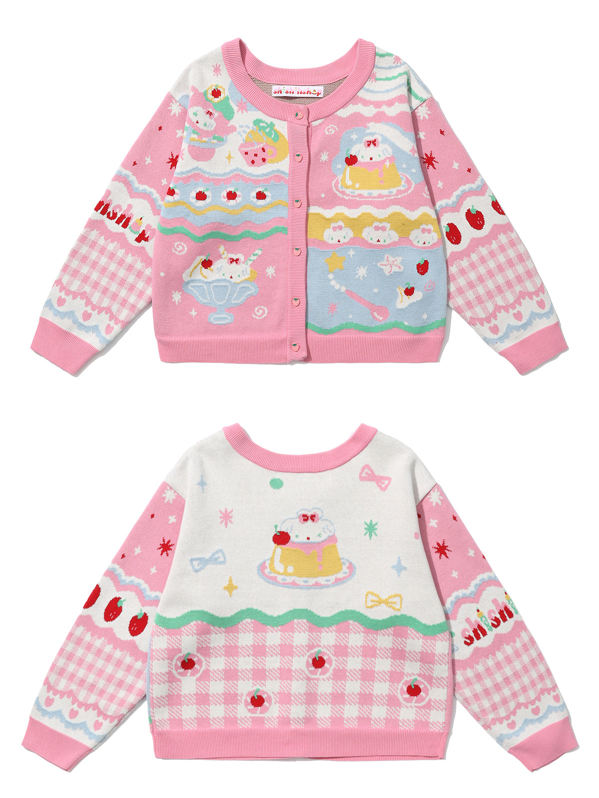 shishihshop - Strawberry Puppy Cotton Cardigan cardigan shishihshop