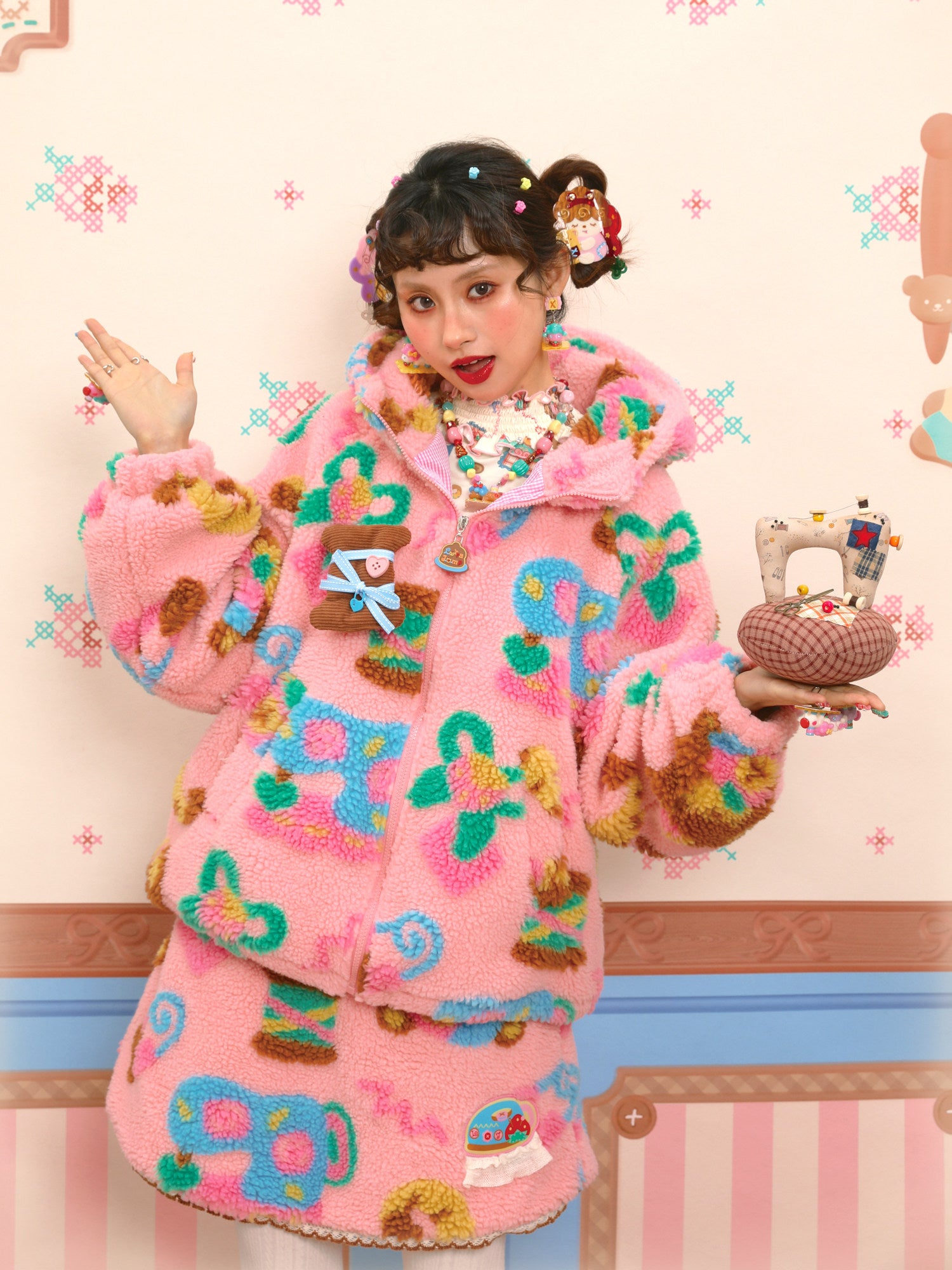 Lutra Jump - Decora Pink Fleece Jacket coat Lutra Jump