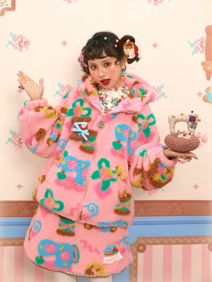 Lutra Jump - Decora Pink Fleece Jacket coat Lutra Jump