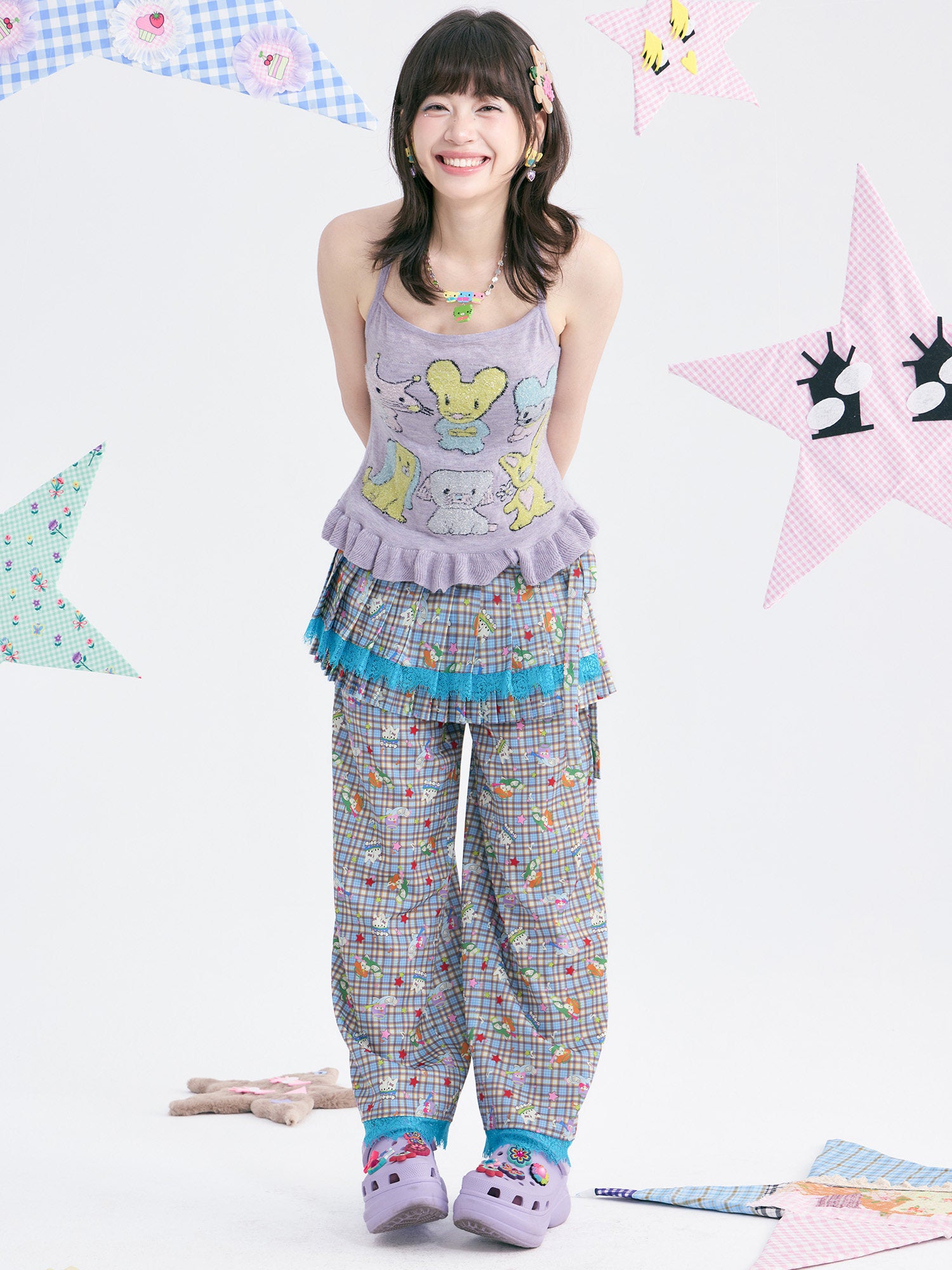 tntntutu - Lavender Glitter Ruffle Halter Knit Top camisole tntntutu