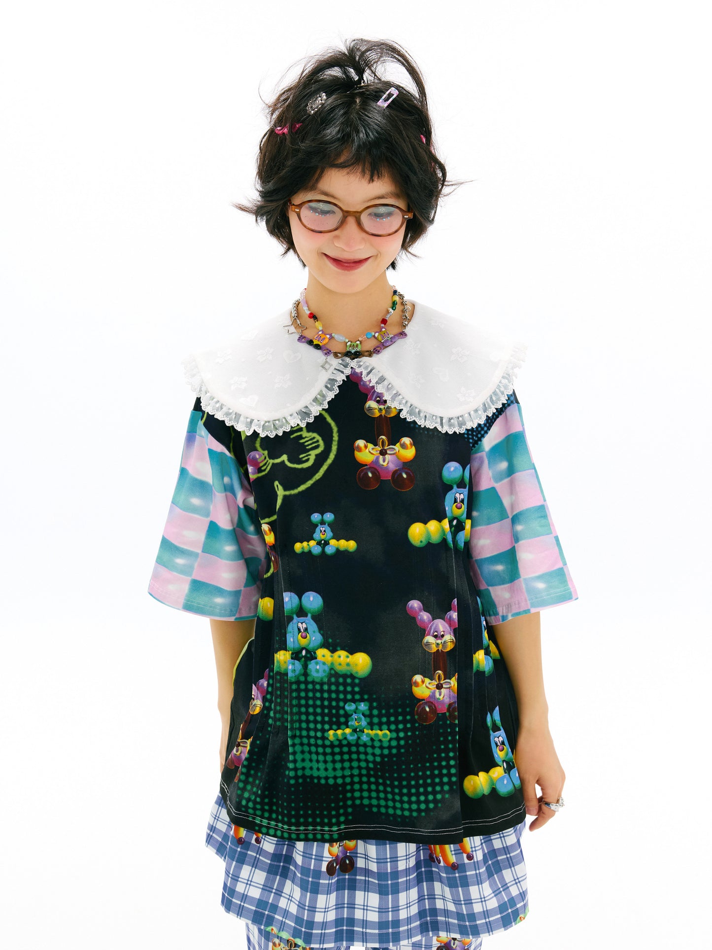 sillysis - Lace Collar Y2K Doll Tee shirt sillysis