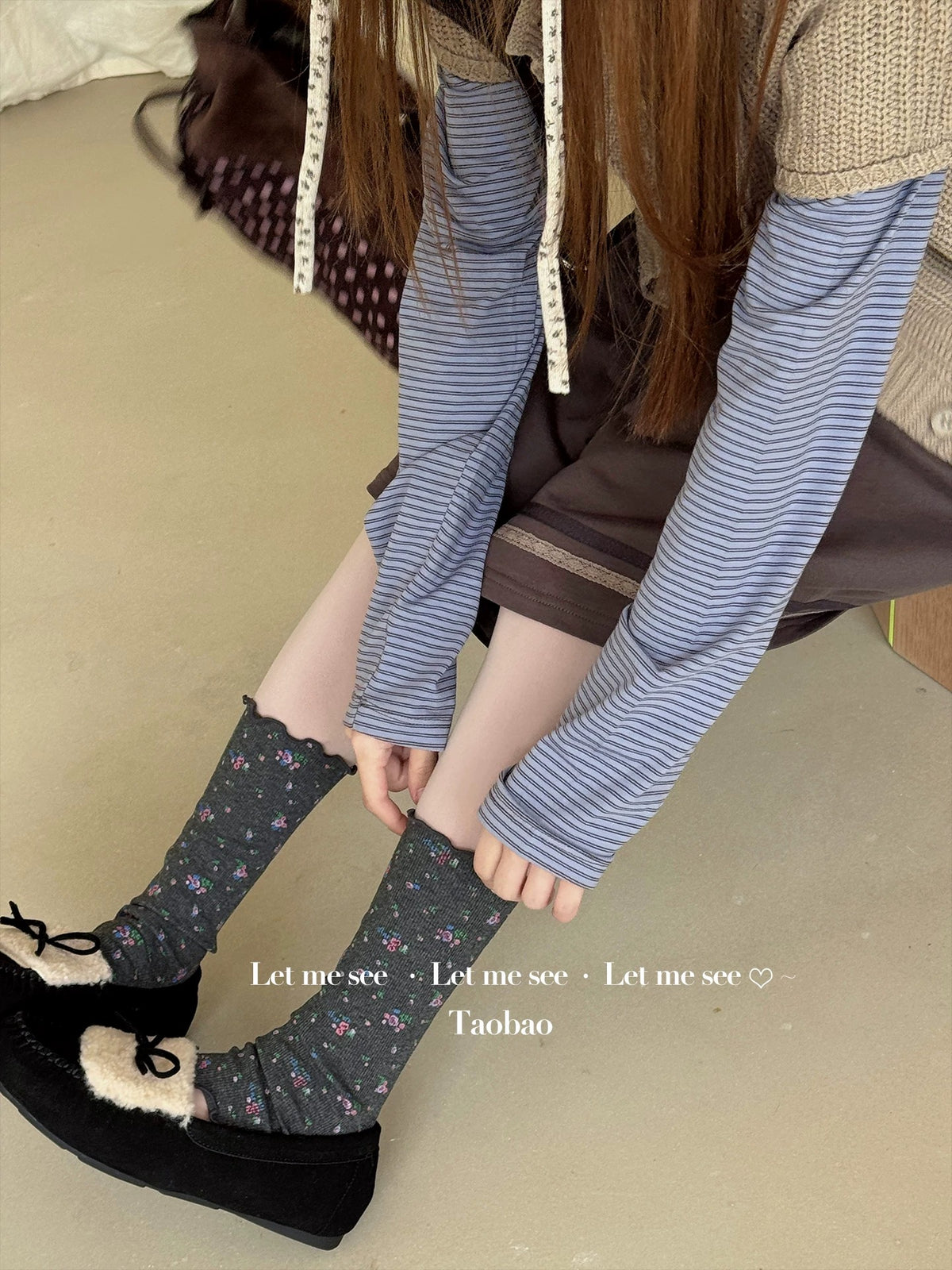 LET ME SEE - Floral Ruffle Footless Socks socks let me see