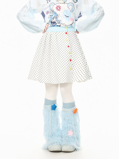 Y2K Polka Dot Color-Block Pleated Skirt skirt Languid Park