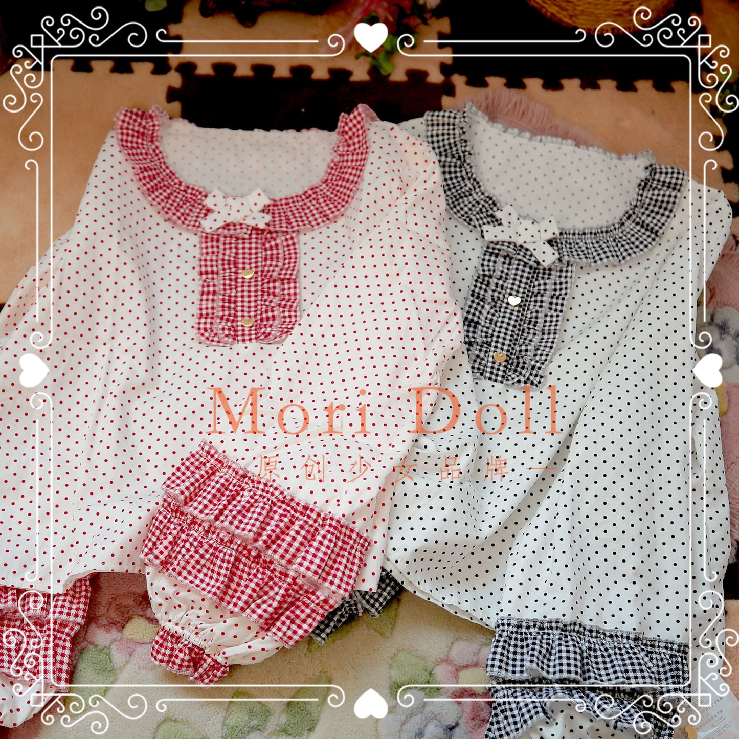 Mori Doll - Polka Dot Balloon Sleeve Cotton Blouse shirt Mori Doll