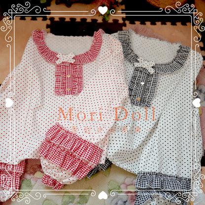 Mori Doll - Polka Dot Balloon Sleeve Cotton Blouse shirt Mori Doll