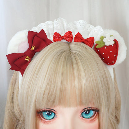 Maojiang - Strawberry Bear Ear Headband