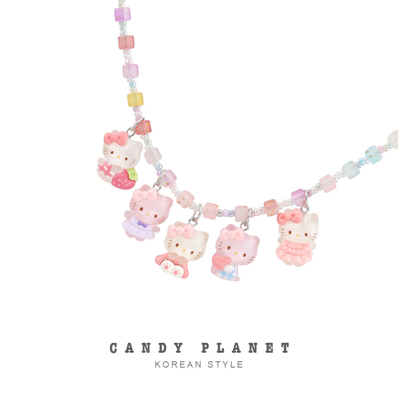 Candy Planet - Decora Kei Kitty Cartoon Pendant Beaded Necklace necklace candy planet