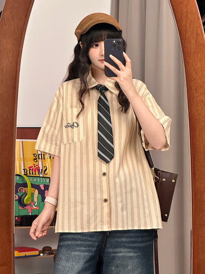 Retro Stripe Shirt with Tie shirt soldout