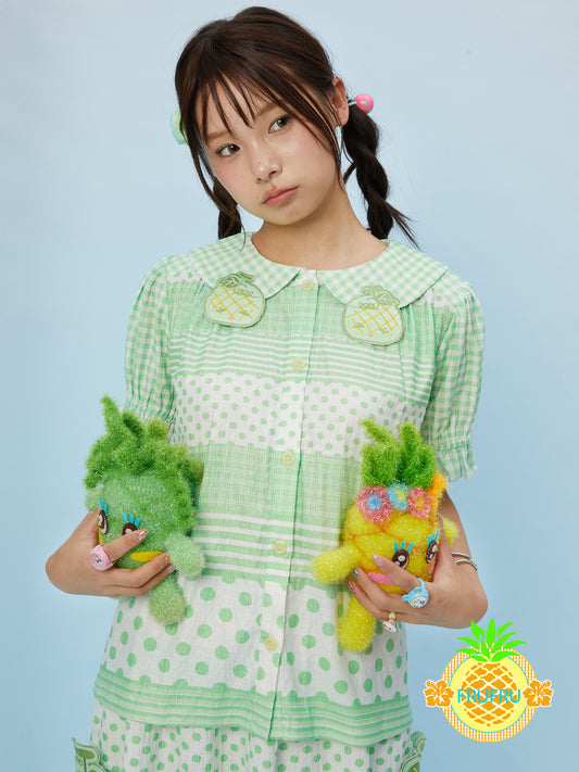 FruFru - Kawaii Melon Polka Dot Blouse & Skirt Set set frufru