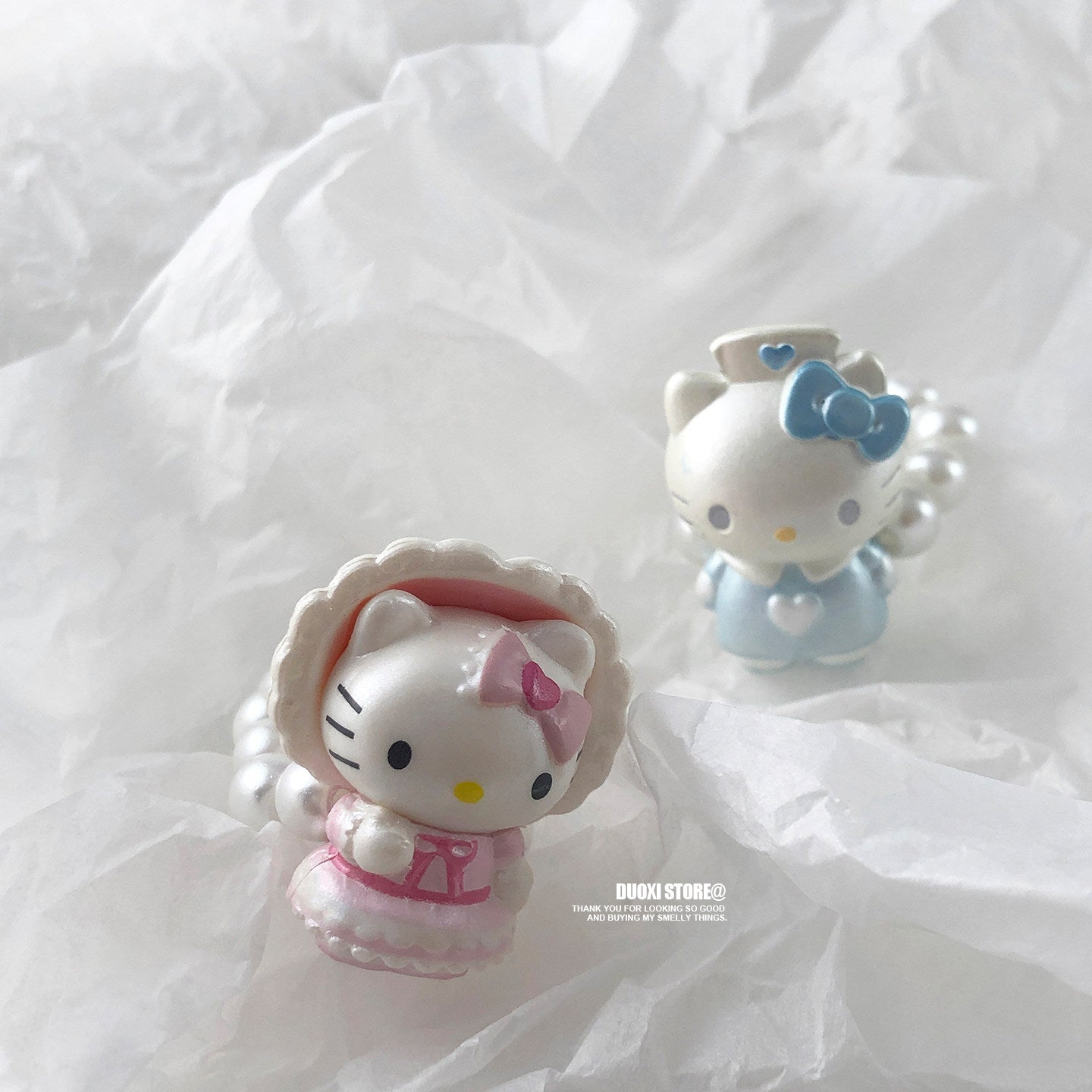 Duoxi - Kawaii Kitty Pearl Beaded Ring ring DuoXi