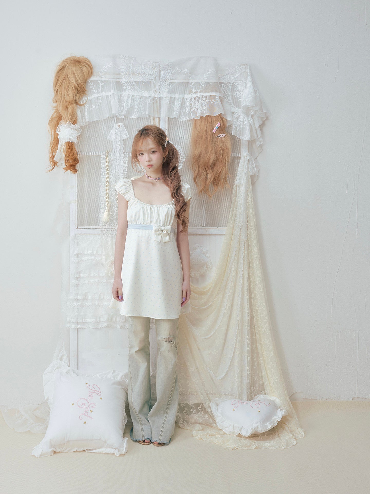SOS SEAMSTRESS - Cream Polka Puff Dress dress SOS SEAMSTRESS