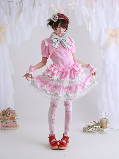 SOS MEME CLUB - Pink Stripe Puff Skirt skirt SOS MEME CLUB