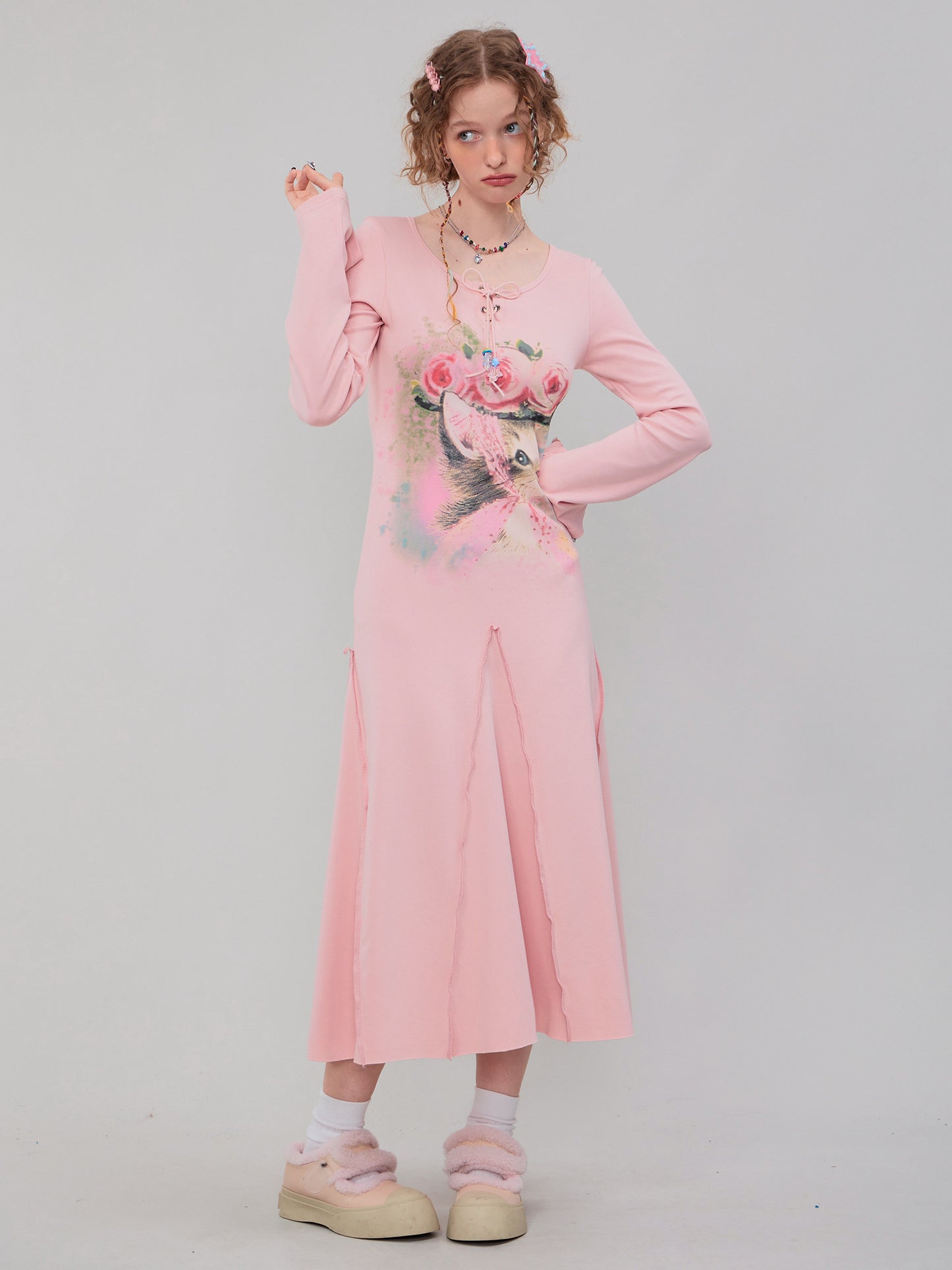 ziziFei - Girly Kei Cat Print Dress dress ziziFei