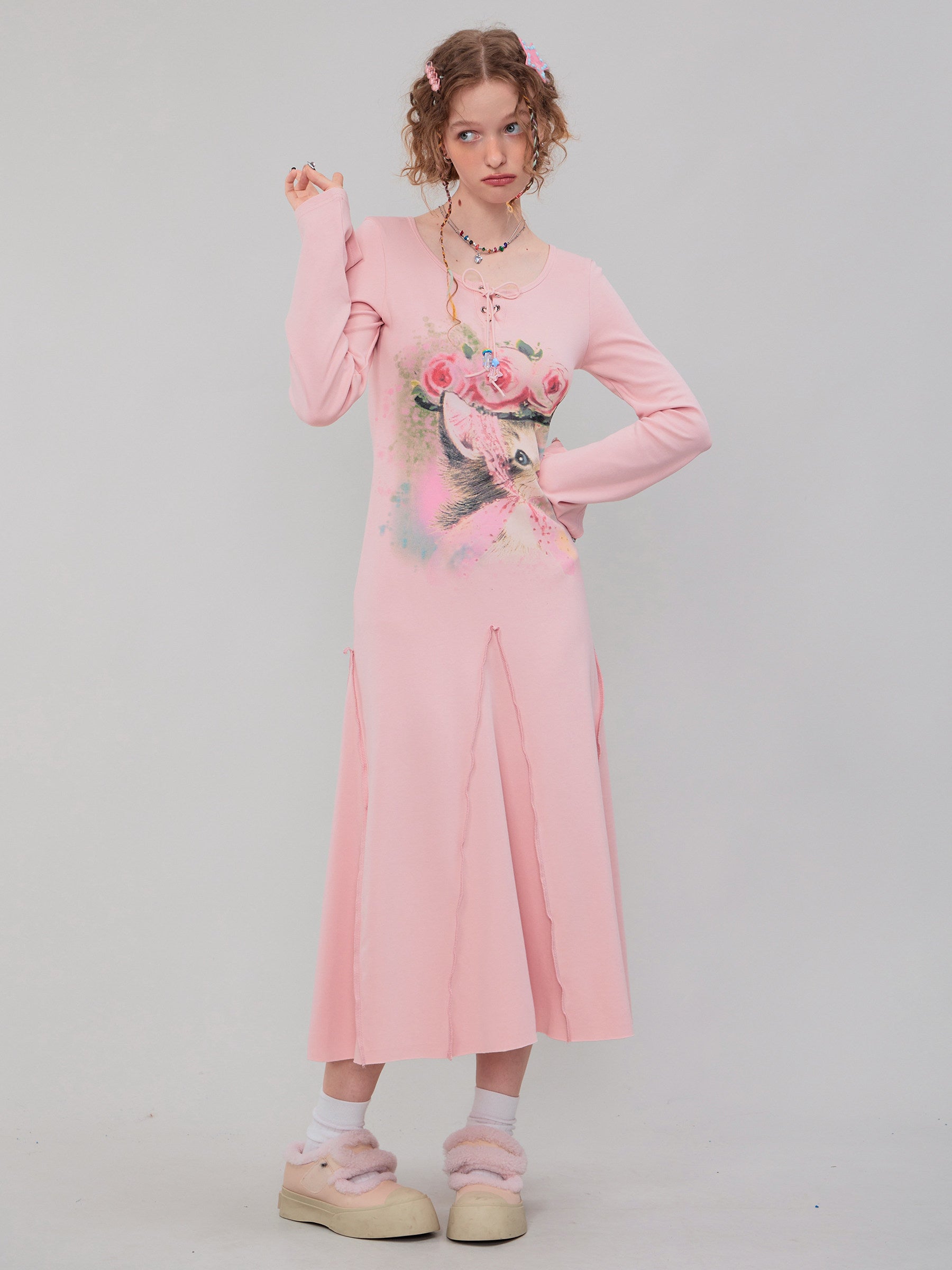 ziziFei - Girly Kei Cat Print Dress dress ziziFei