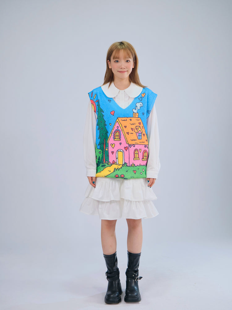 MeowMeow Bug - Kidcore Cat Girl Knit Vest Soft Fuzzy Sleeveless Top