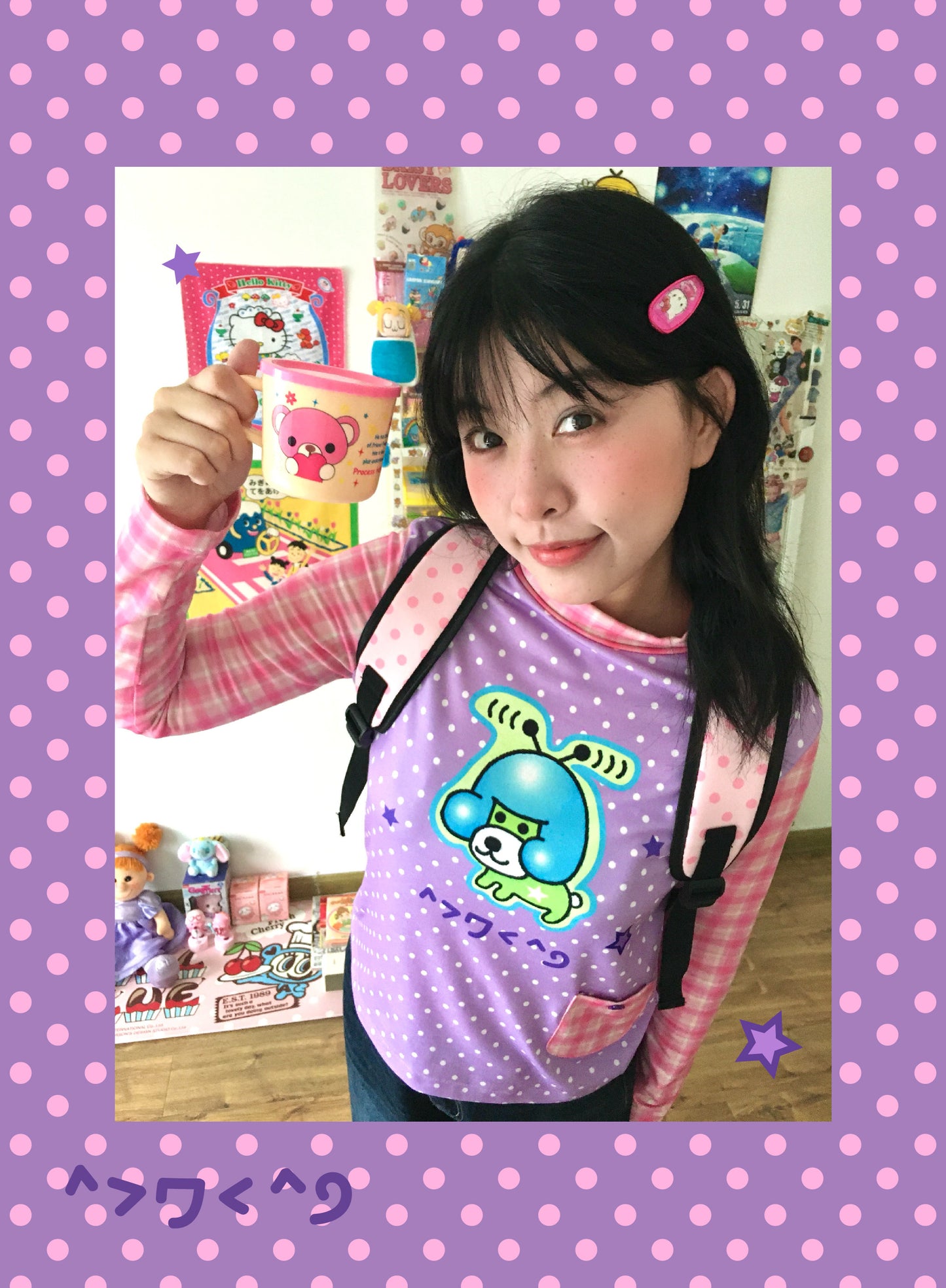 BodyTalk - Y2K Kawaii Polka Dot Print Top shirt bodytalk