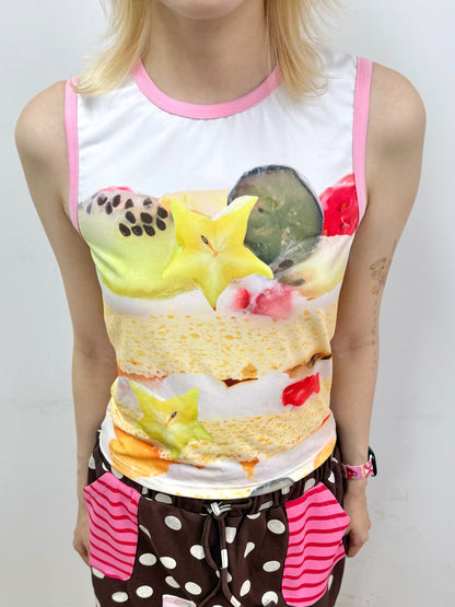 FRUITS - Strawberry Cake Print Tank Top camisole Fruits