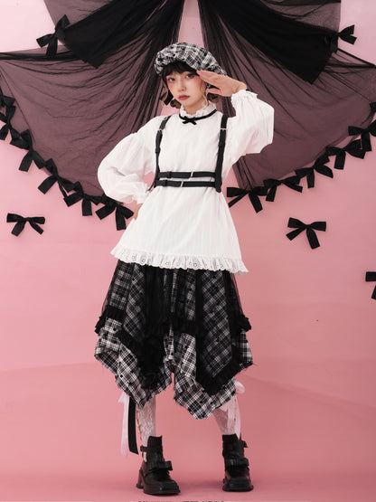 ShiChang Vintage Blouse | Lace Trim Striped Loose Shirt | Versatile White Layering Blouse blouse ShiChang