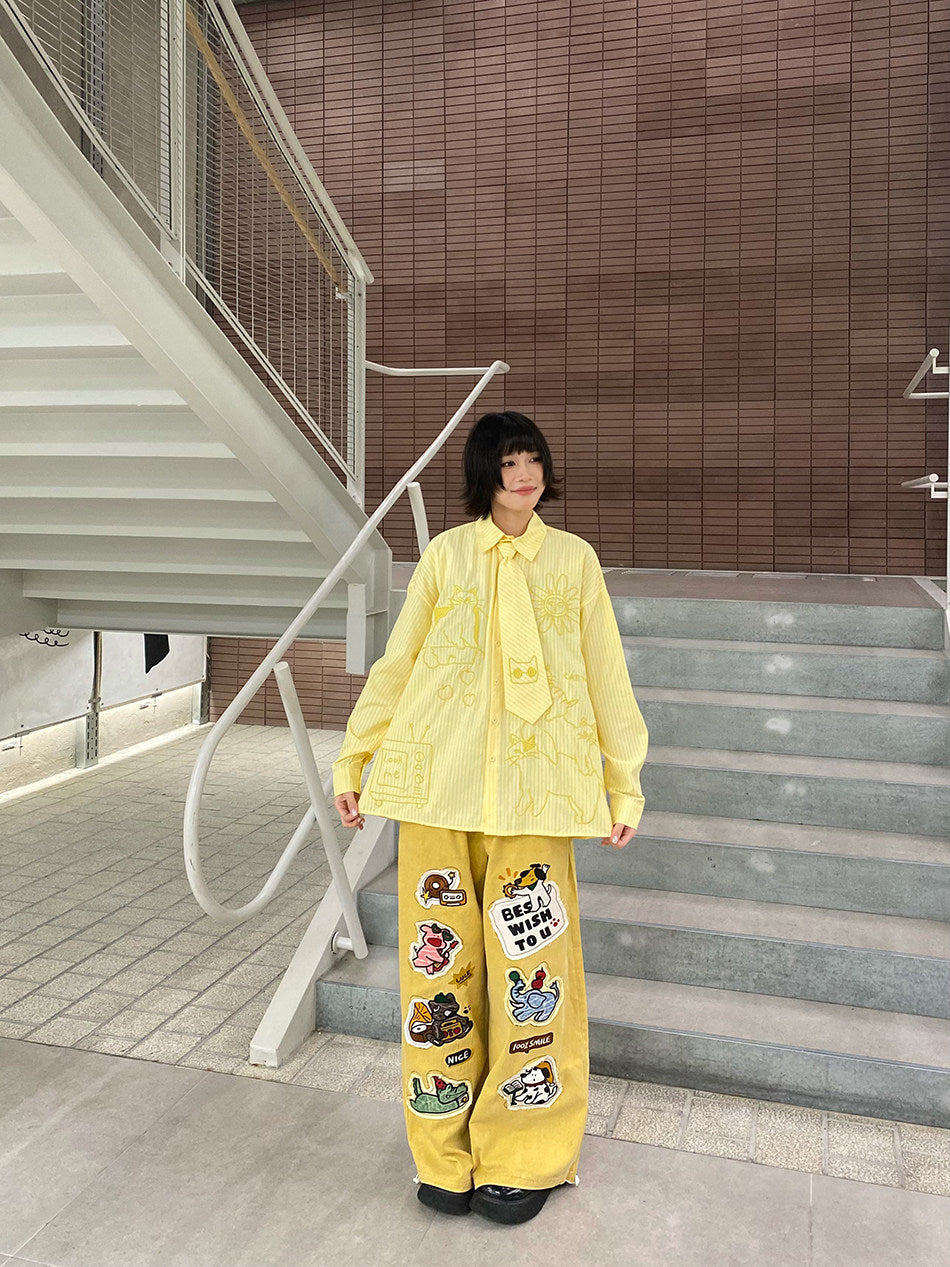 BIBULU - Kidcore Cartoon Stripe Shirt shirt BIBULU