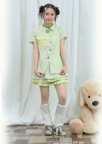 Moon Meadow - Green Polka Dot Shirt shirt Moon Meadow