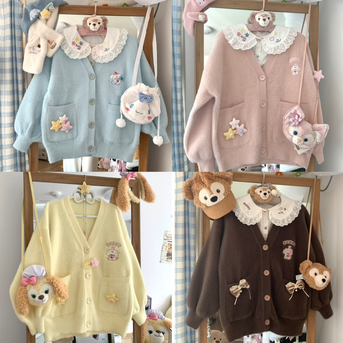 Blurred Bear - Kawaii Embroidered Fuzzy Knit Cardigan cardigan Blurred Bear