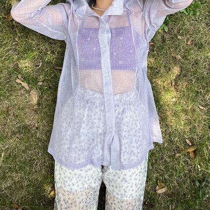 HIBABAO - Sheer Shimmer Sun Shirt shirt HIBABAO