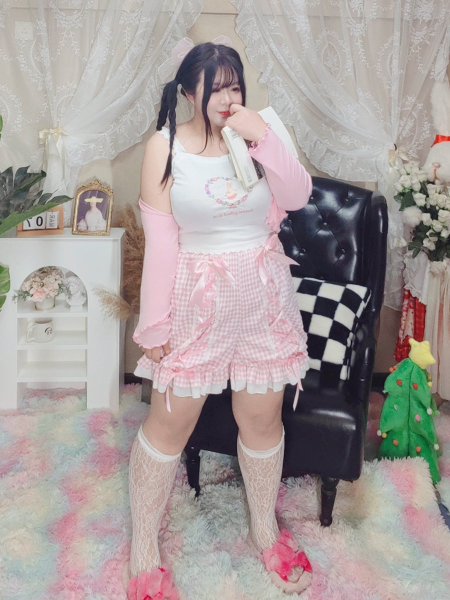 Roro Dream - Kawaii Pink Plaid Pumpkin Shorts shorts Roro Dream