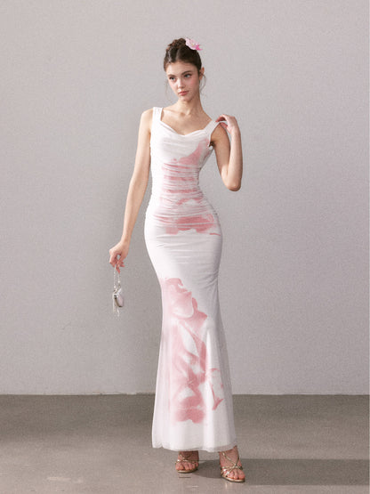 YZZI HE - Cold Rose Mesh Mermaid Dress dress YZZI HE
