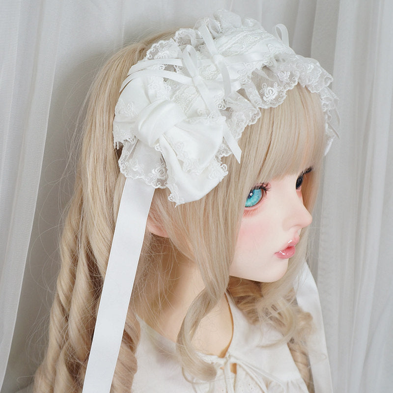 Maojiang - Lace Bow Ruffle Headband
