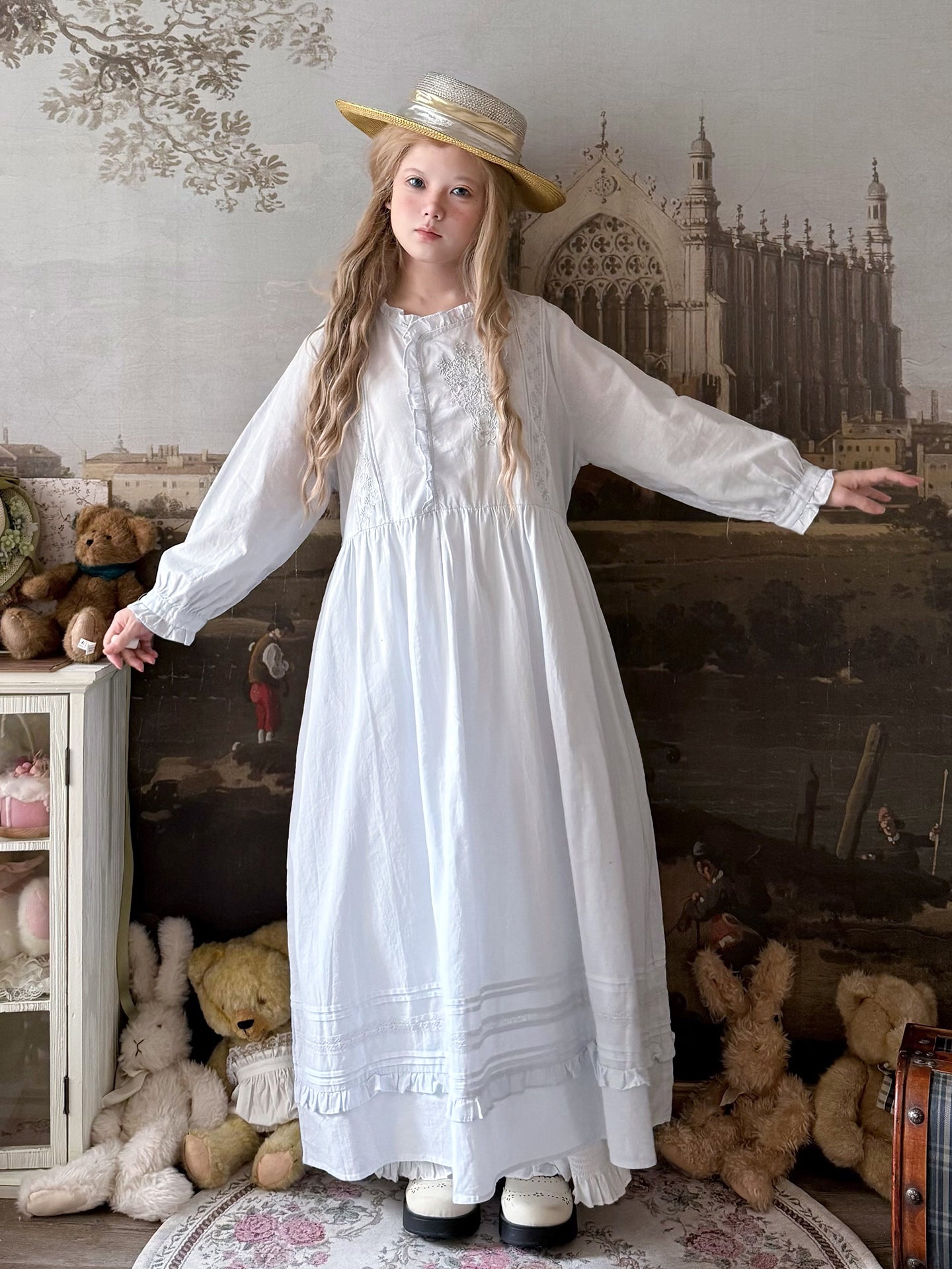 Labeau - Kawaii Retro Hanfu Style Long Sleeve Dress