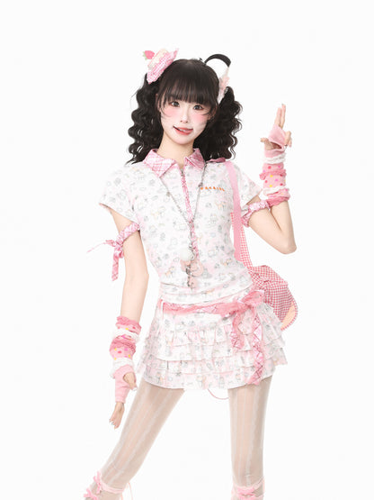 Languid Park - Lace Bow Cake Skirt Set set Languid Park
