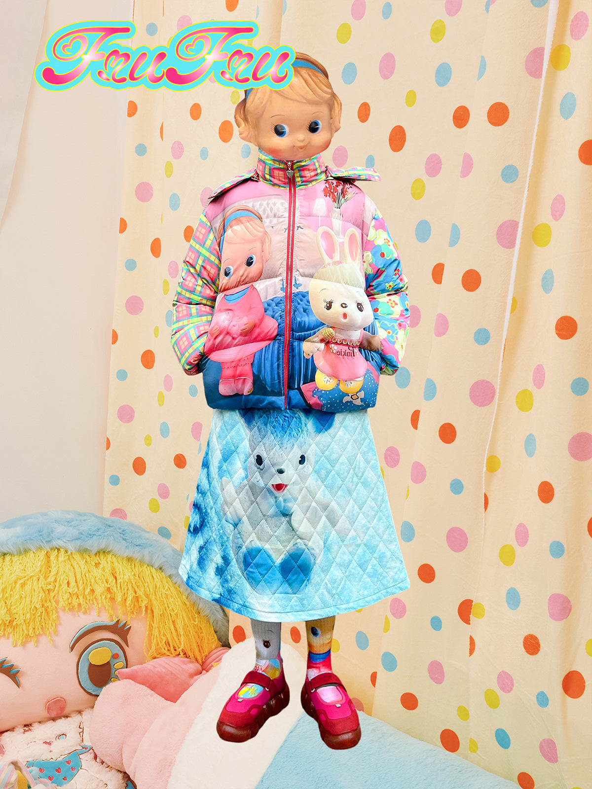 Frufru Colorful Printed Puffer Jacket | 90% White Duck Down Winter Coat jacket frufru