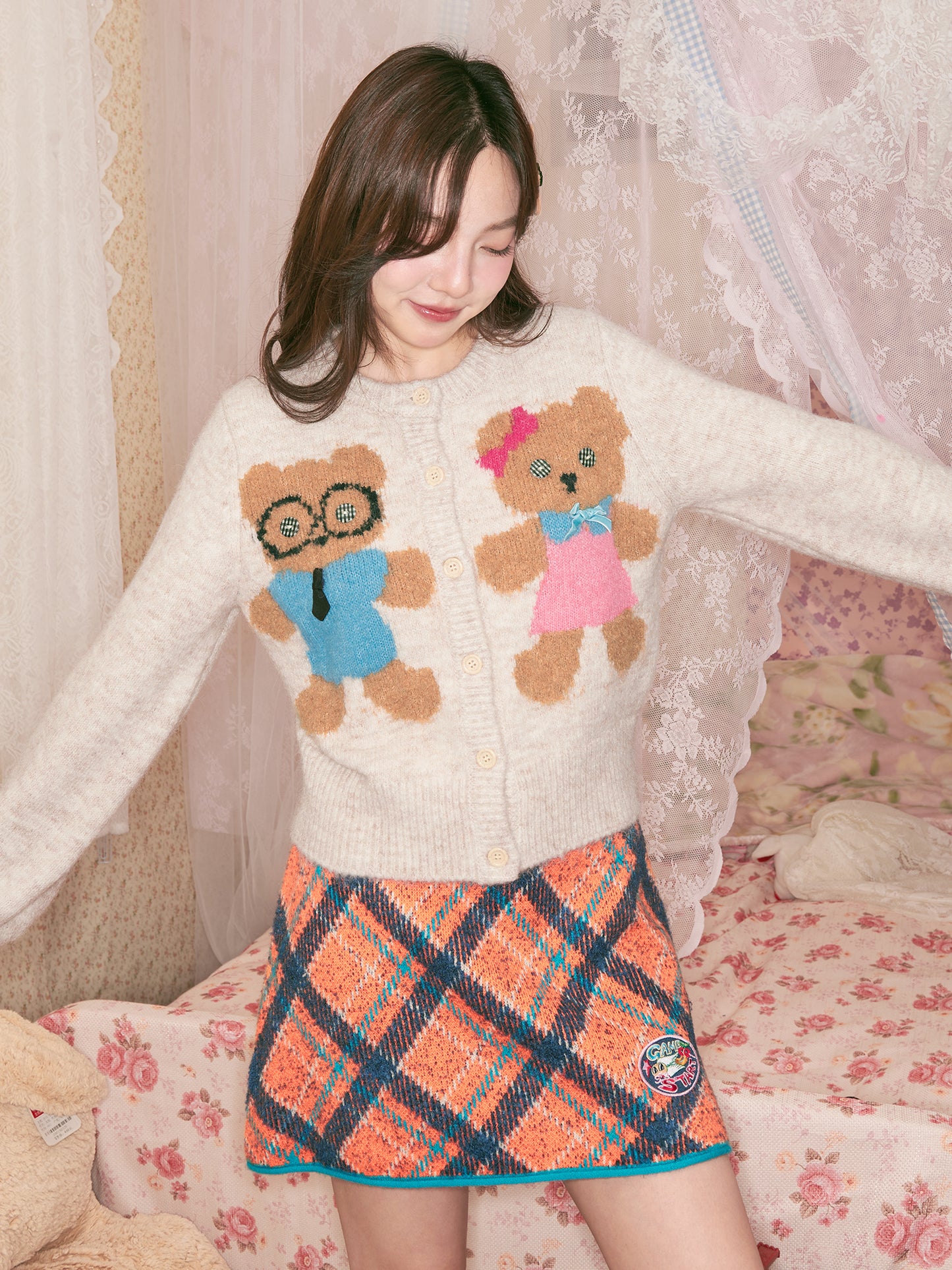 tntntutu - Two-Tone Plaid Knit Mini Skirt Kawaii Vintage skirt tntntutu