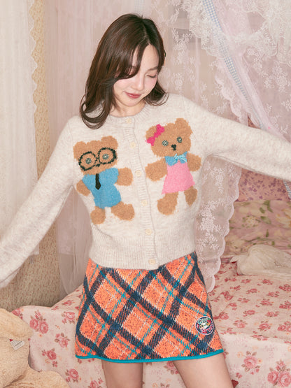 tntntutu - Two-Tone Plaid Knit Mini Skirt Kawaii Vintage skirt tntntutu
