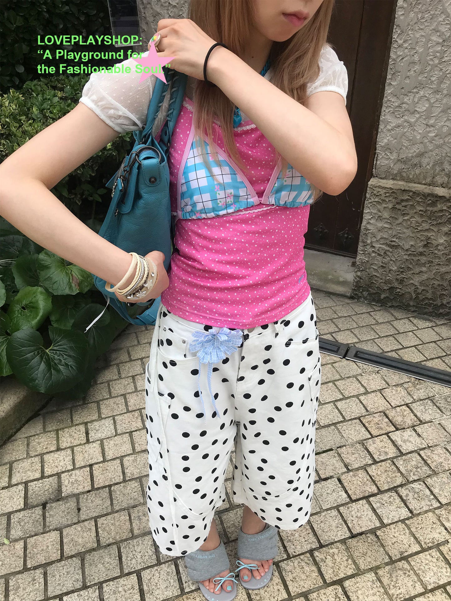 loveplayshop - Vintage Polka Dot Straight Leg Capri Pants pants loveplay
