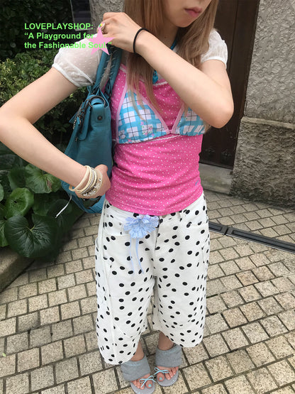 loveplayshop - Vintage Polka Dot Straight Leg Capri Pants pants loveplay