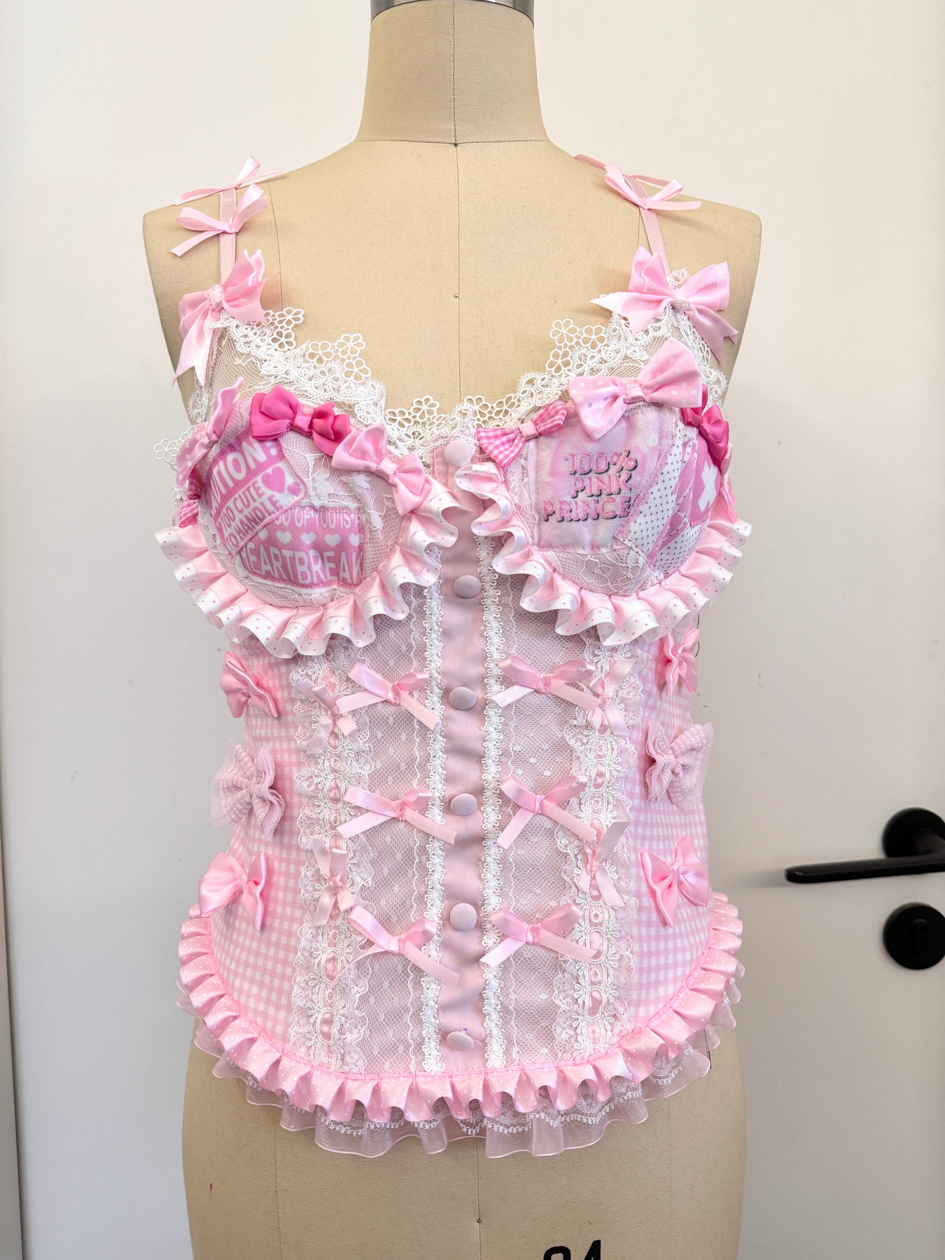 RedDevil - Subculture Pink Lace Bow Cami Top camisole Red Devil