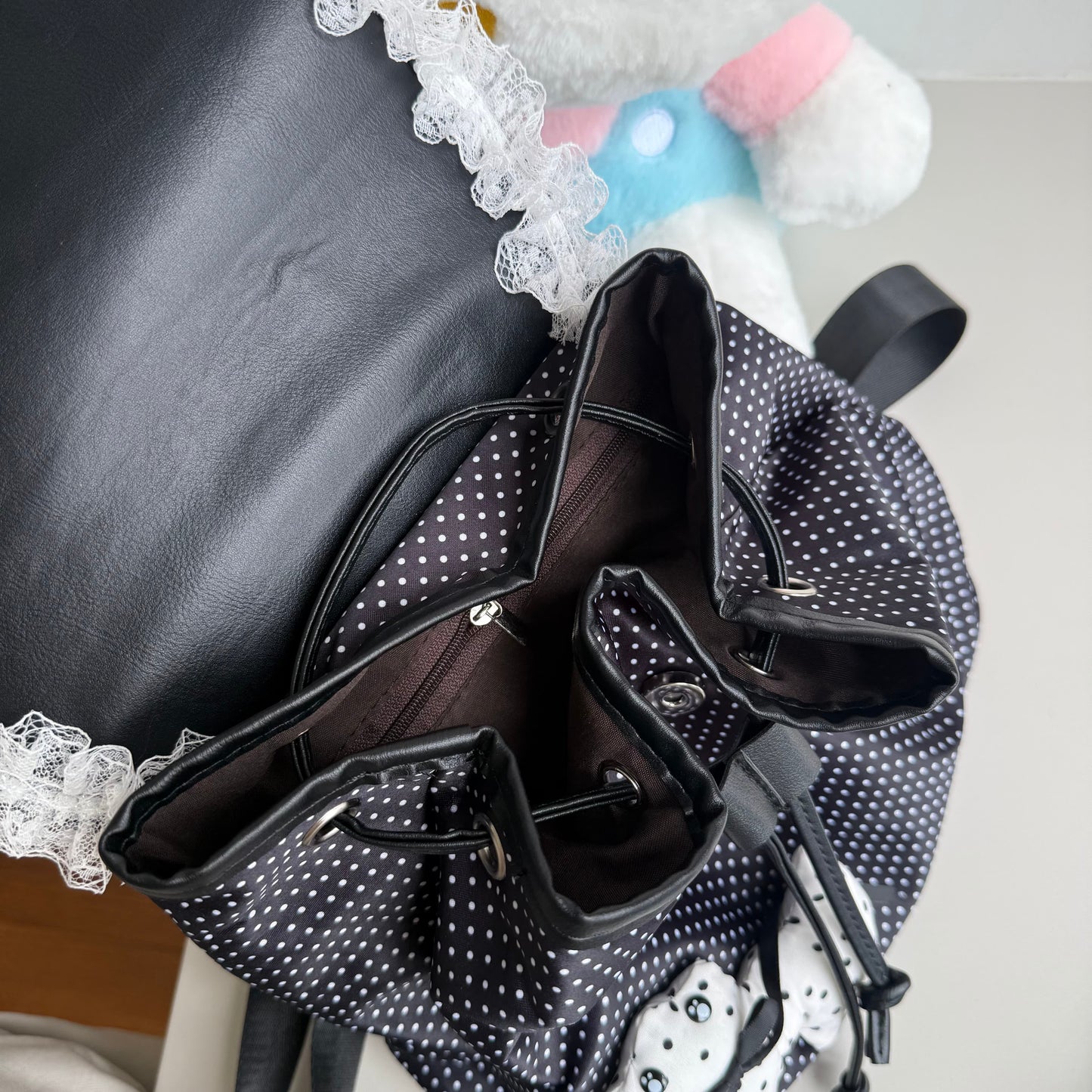 Hottie - Polka Dot Drawstring Backpack bag Hottie