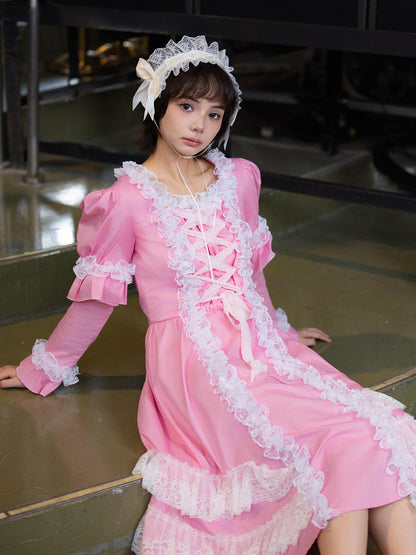 Nanjun Vintage - Pink Lolita Cotton Dress dress Nanjun Vintage