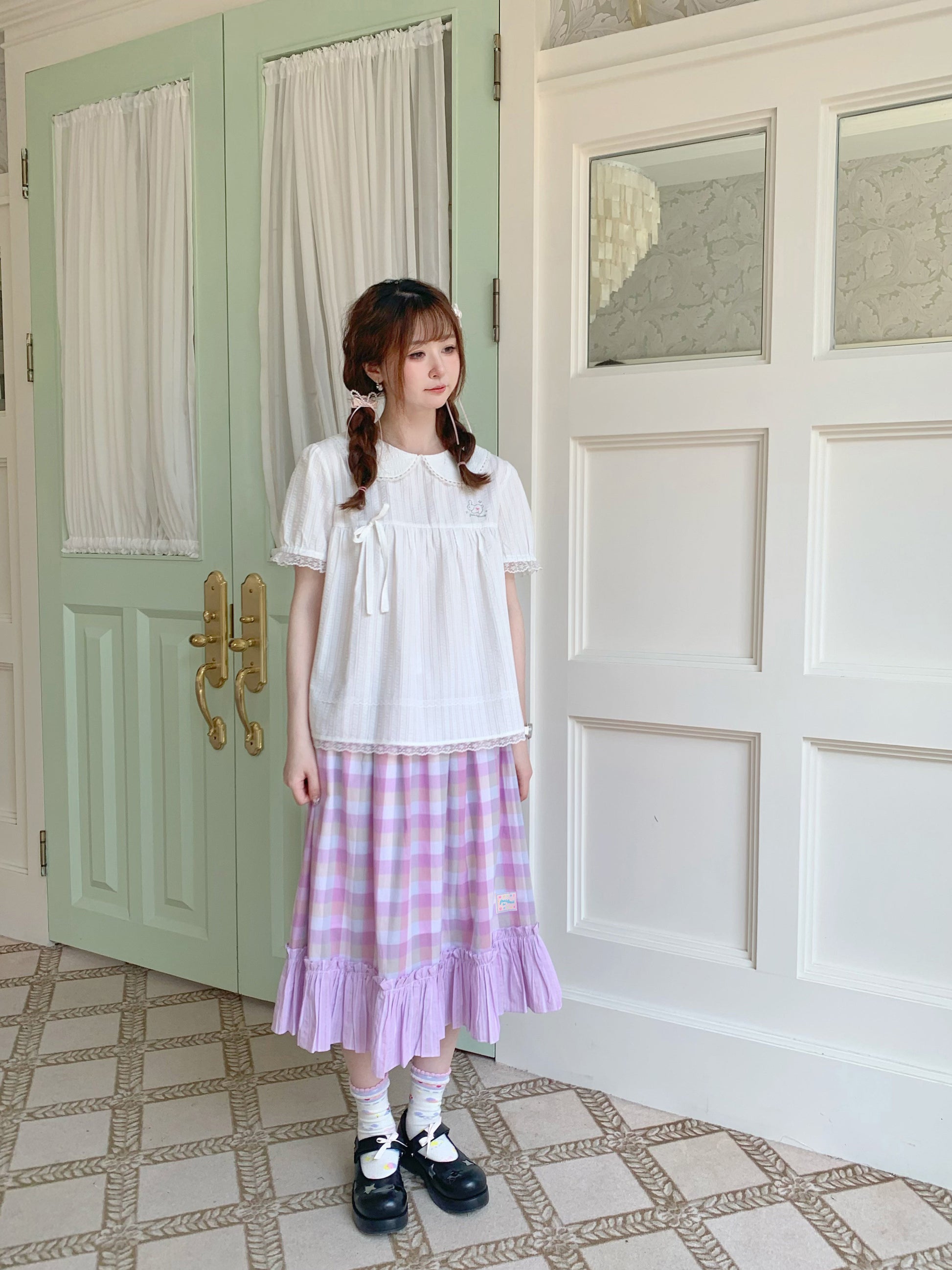 Peach Party - Purple Patchwork A-Line Skirt skirt peach party
