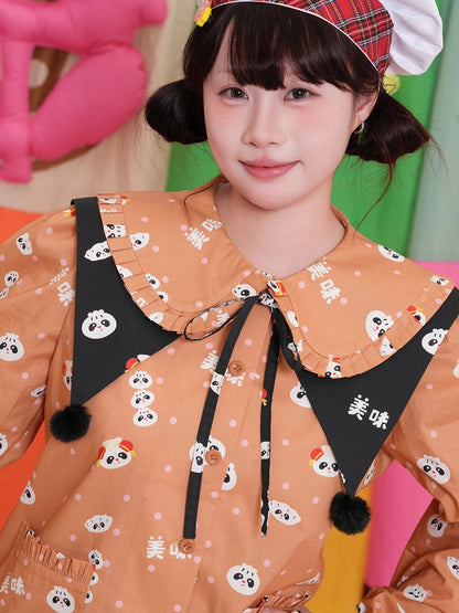 NIKKOU - Xiaolongbao Print Detachable Collar tie Nikkou home