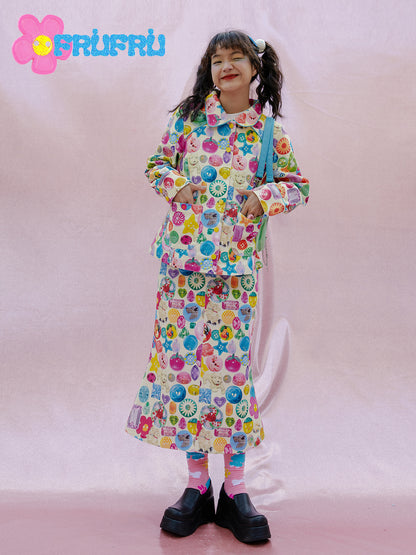 frufru Whimsical Print Cotton Jacket | Decora Spring Summer Outerwear jacket frufru