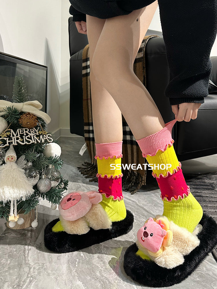 SSWEAT Dopamine Patchwork Dot Socks | Layered Decora Kei Socks socks SSWEAT