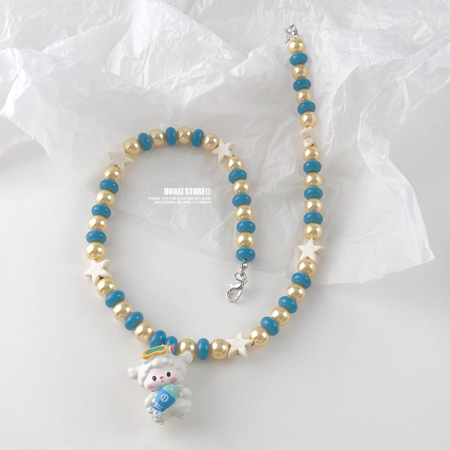 Duoxi - Kawaii Animal Charm Pearl Beaded Necklace necklace DuoXi