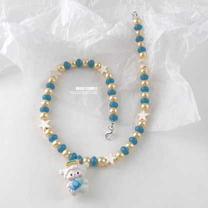 Duoxi - Kawaii Animal Charm Pearl Beaded Necklace necklace DuoXi