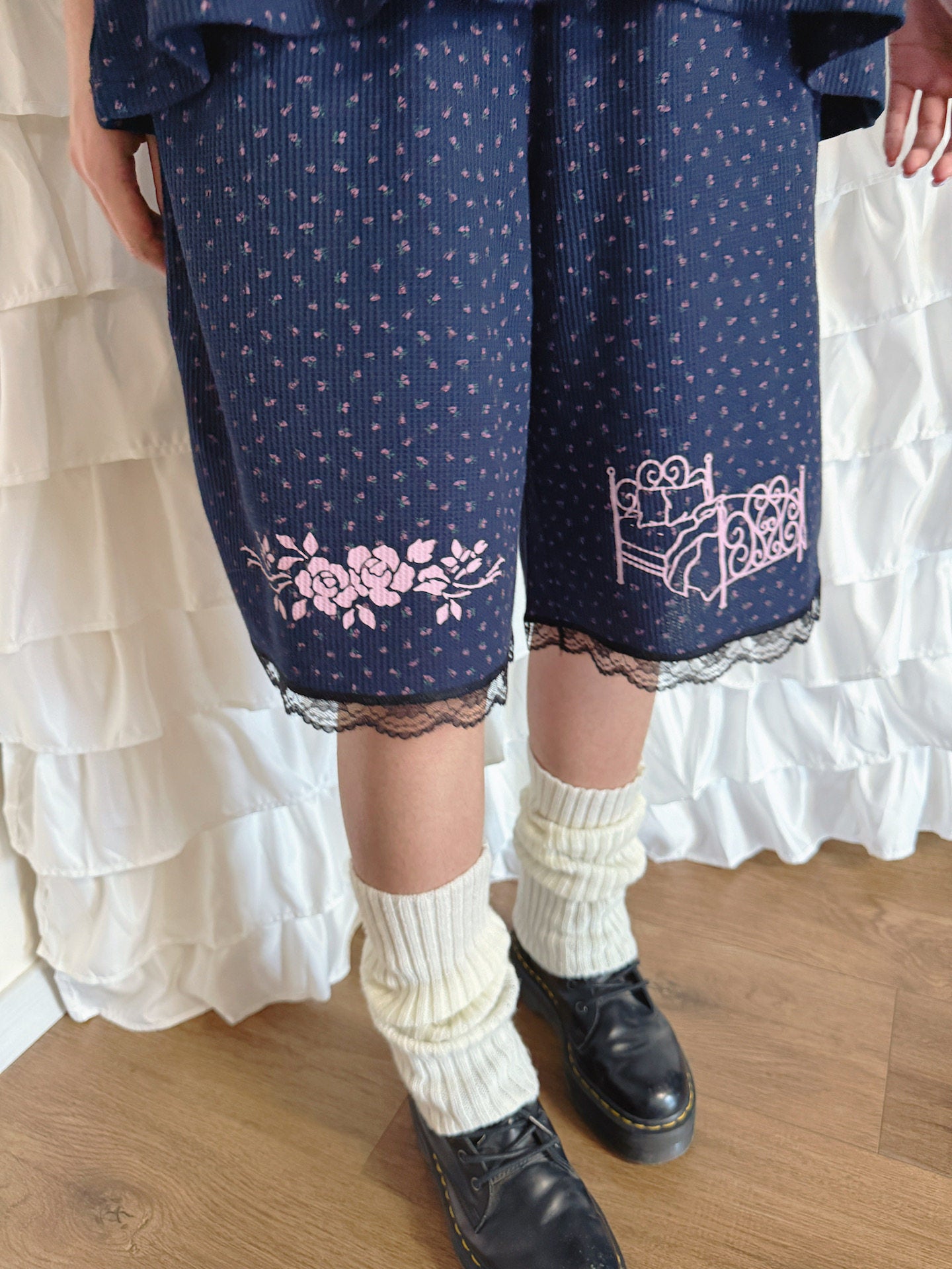 Bunnybunnygun - Floral Waffle Knit Shorts shorts bunnybunnygun