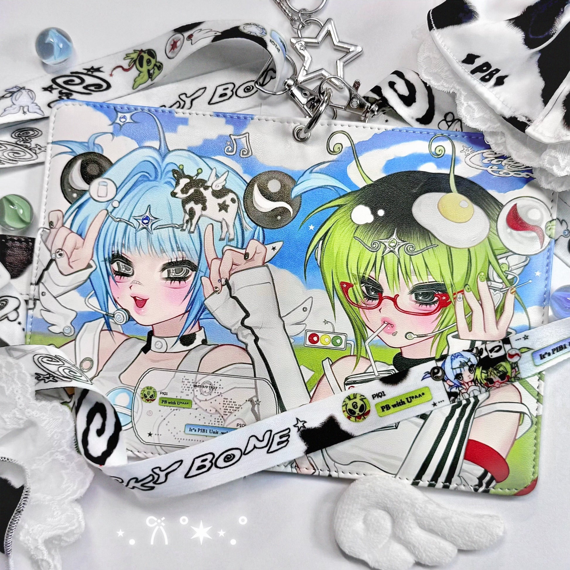 PICKY BONE - Character Print Passport Holder card bag picky bone