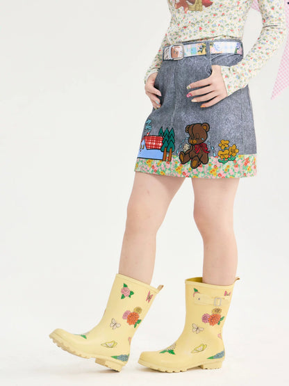 tntntutu - Cute Teddy Patchwork Mini Skirt skirt tntntutu