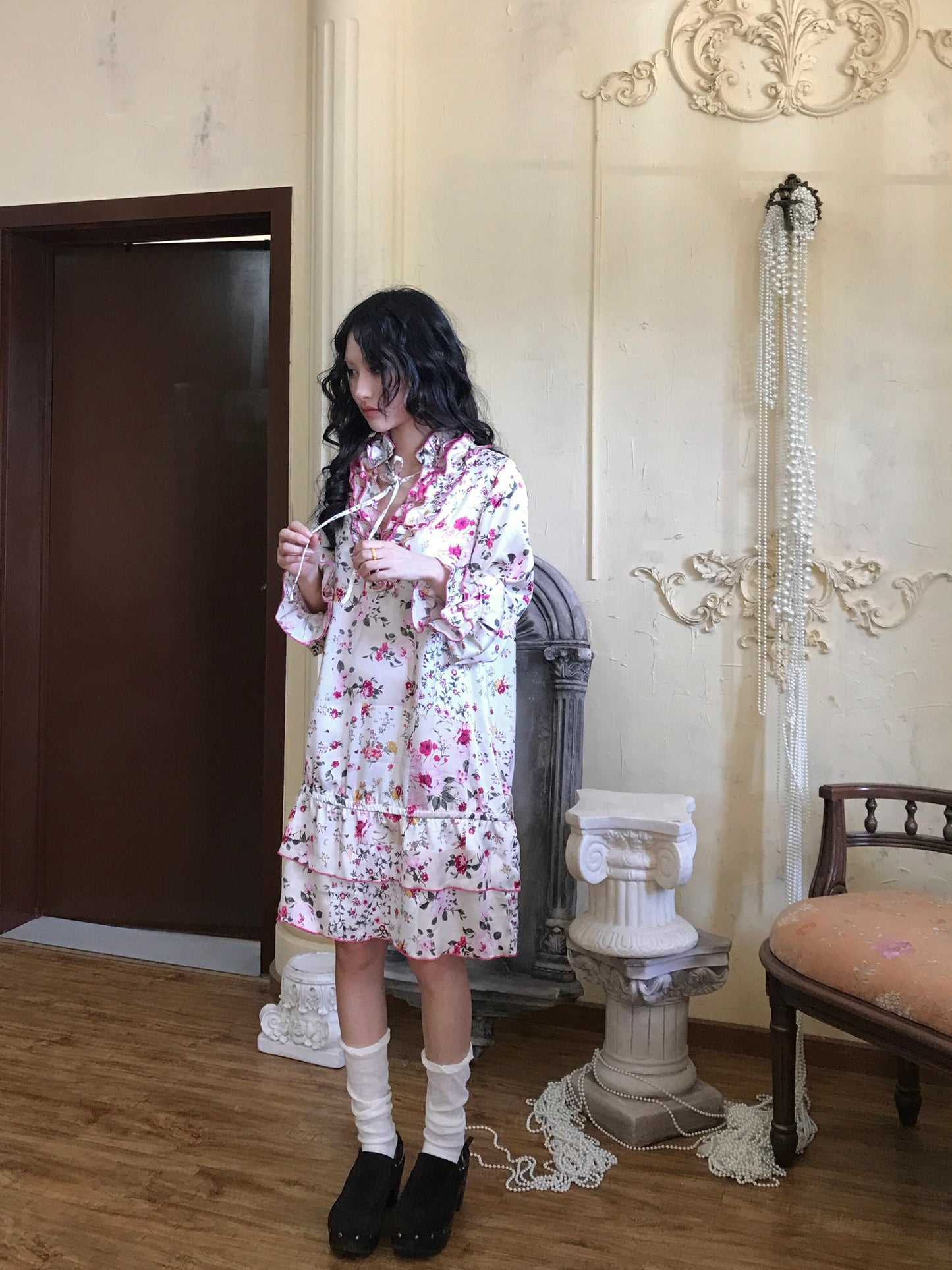 HIBABAO - Vintage Patchwork Floral Dress dress HIBABAO